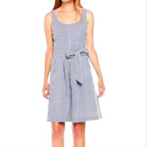 NWT NINE WEST Blue and white Gingham check Tank Dress w/ belt size 8